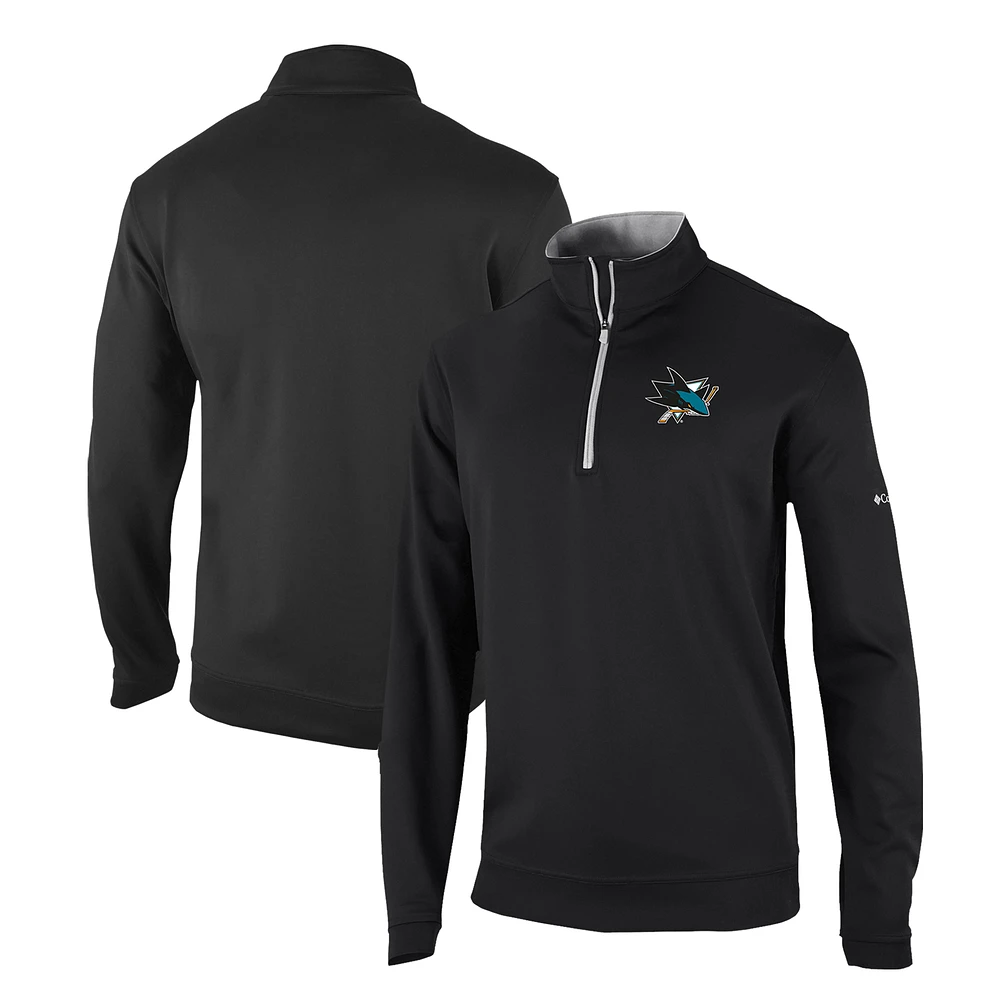 Men's Columbia Black San Jose Sharks Omni-Wick Wickhams Hills Half-Zip Pullover Top
