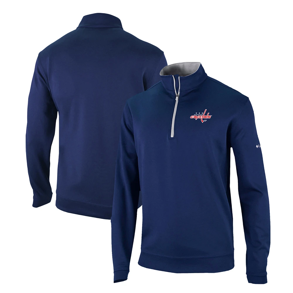 Men's Columbia Navy Washington Capitals Omni-Wick Wickhams Hills Half-Zip Pullover Top