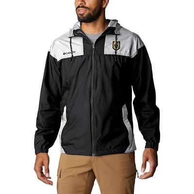 Men's Columbia Black Vegas Golden Knights Omni-Shade Flash Challenger Full-Zip Windbreaker Jacket