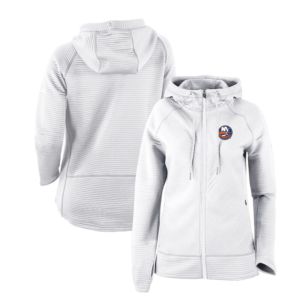 Women's Columbia White New York Islanders Omni-Wick Pack It Up Full-Zip Jacket
