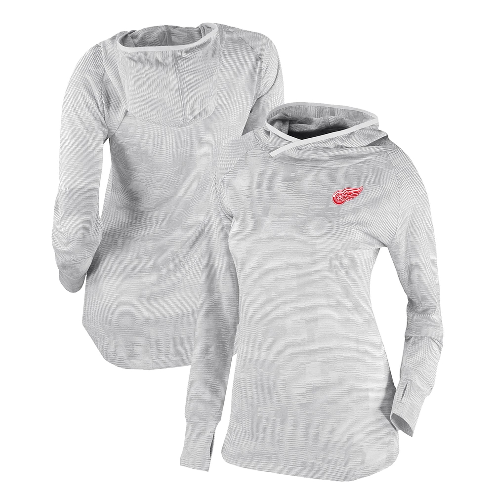 Women's Columbia White Detroit Red Wings Omni-Wick Sunday Ball Pullover Hoodie