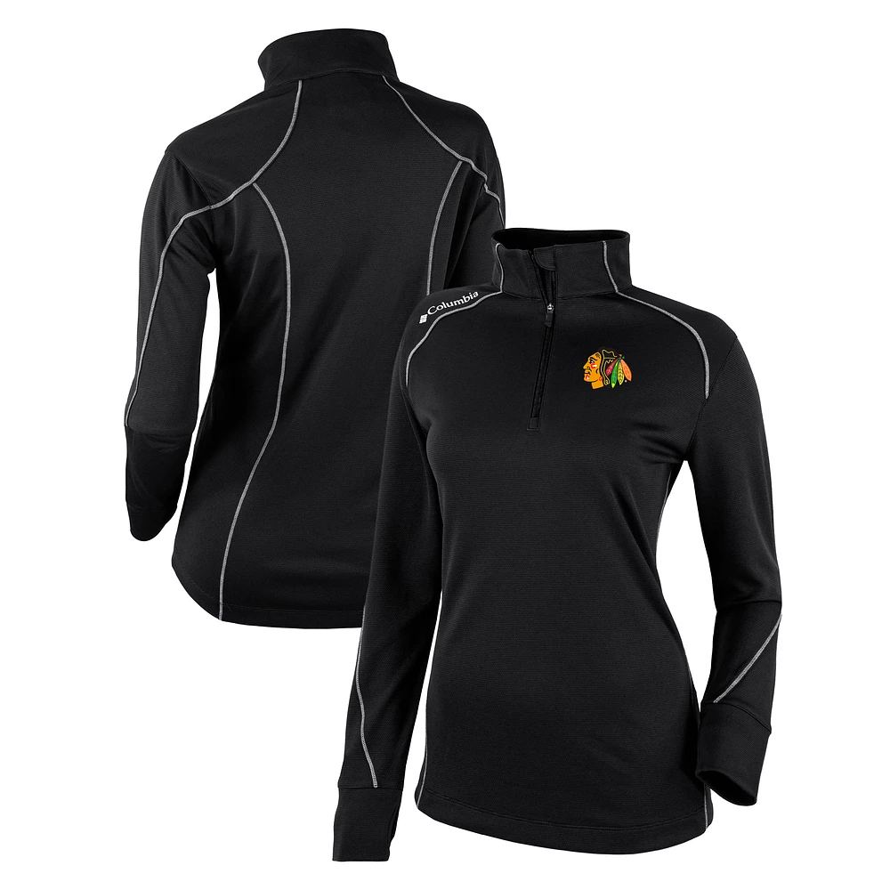 Women's Columbia Black Chicago Blackhawks Omni-Wick Shotgun 2.0 Quarter-Zip Pullover Top