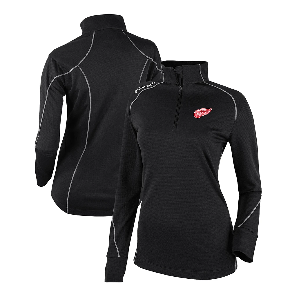 Women's Columbia Black Detroit Red Wings Omni-Wick Shotgun 2.0 Quarter-Zip Pullover Top