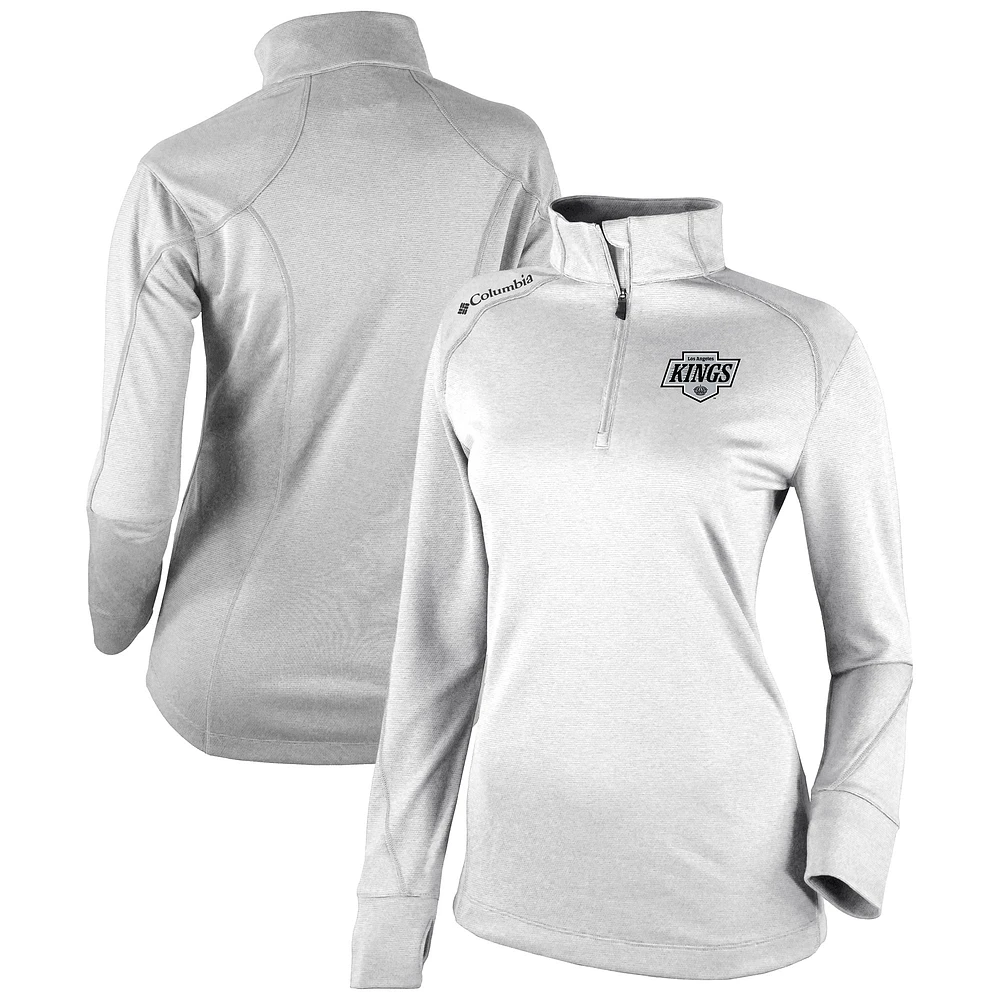 Women's Columbia White Los Angeles Kings Omni-Wick Shotgun 2.0 Quarter-Zip Pullover Top