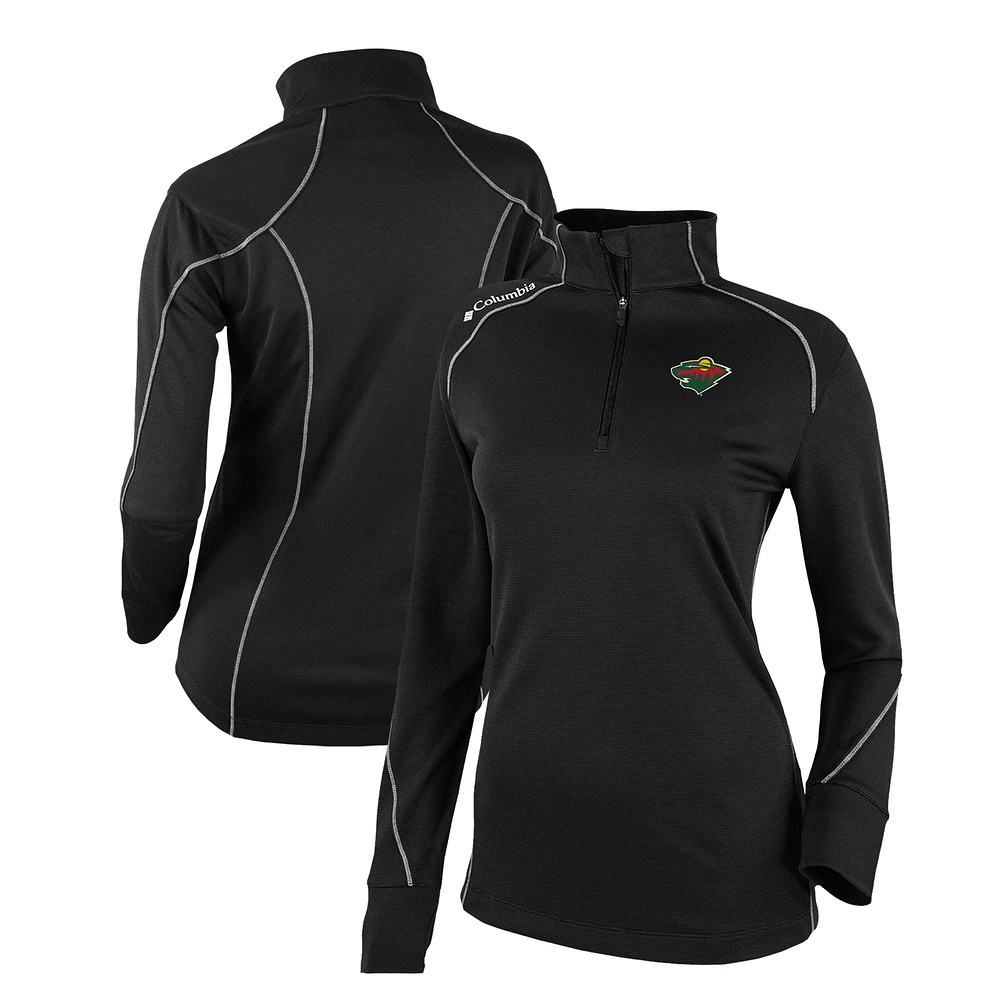 Women's Columbia Black Minnesota Wild Omni-Wick Shotgun 2.0 Quarter-Zip Pullover Top