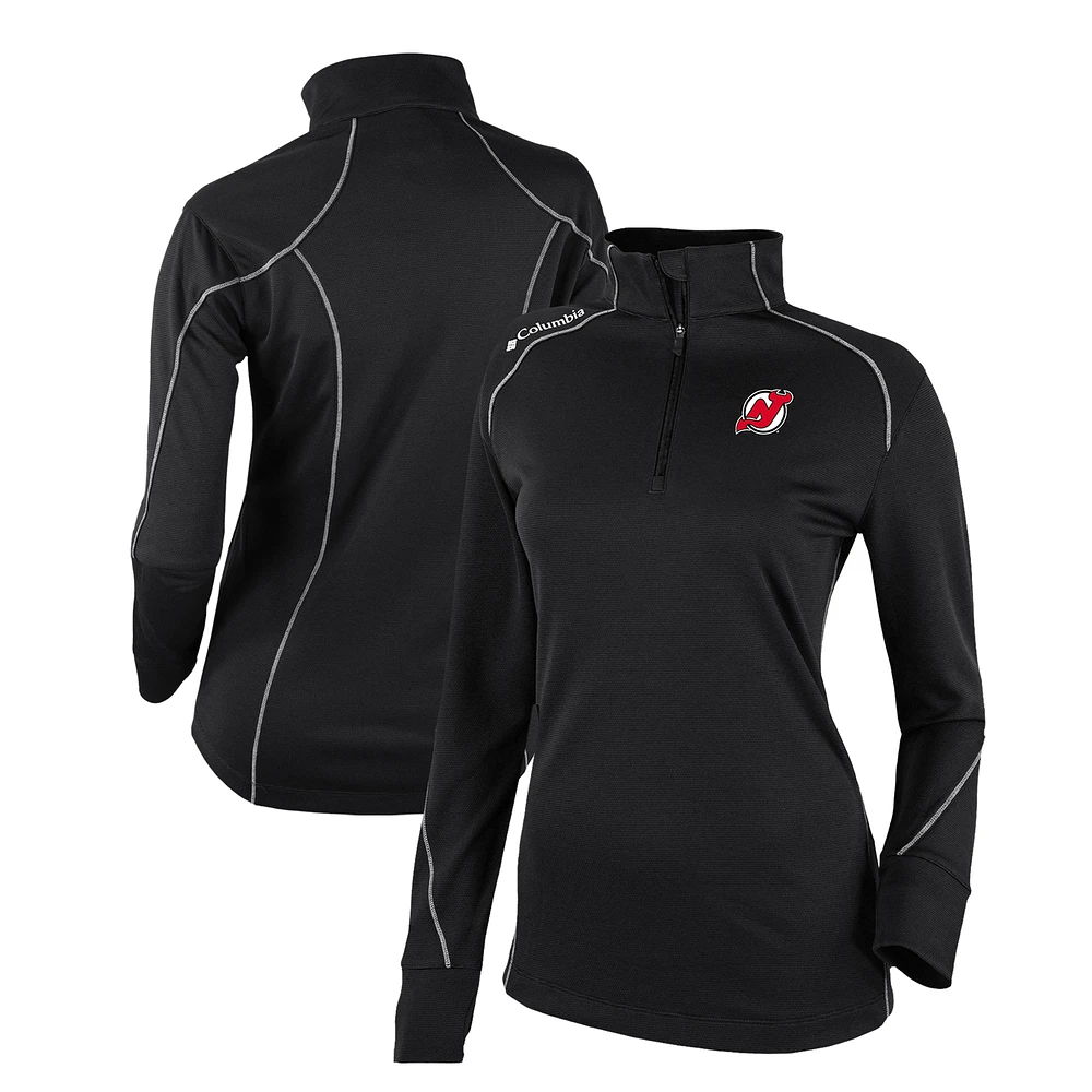 Women's Columbia Black New Jersey Devils Omni-Wick Shotgun 2.0 Quarter-Zip Pullover Top