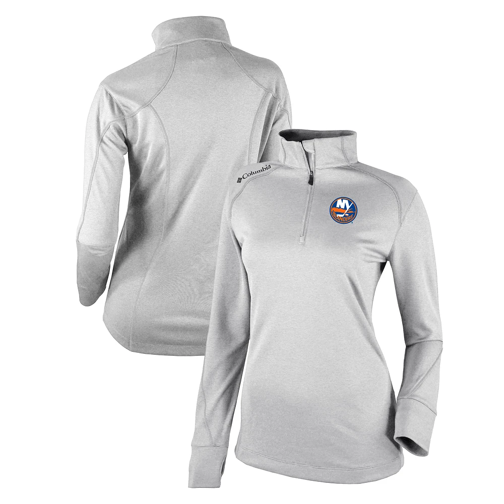Women's Columbia White New York Islanders Omni-Wick Shotgun 2.0 Quarter-Zip Pullover Top