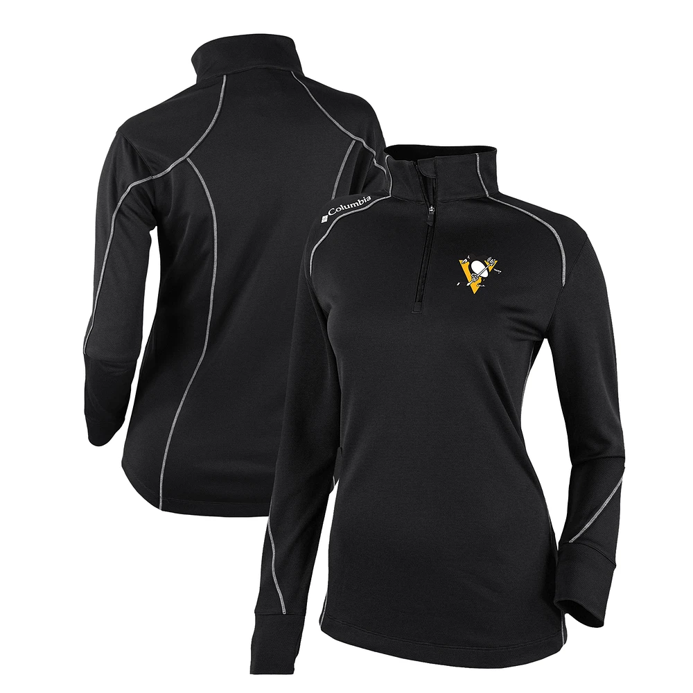 Women's Columbia Black Pittsburgh Penguins Omni-Wick Shotgun 2.0 Quarter-Zip Pullover Top