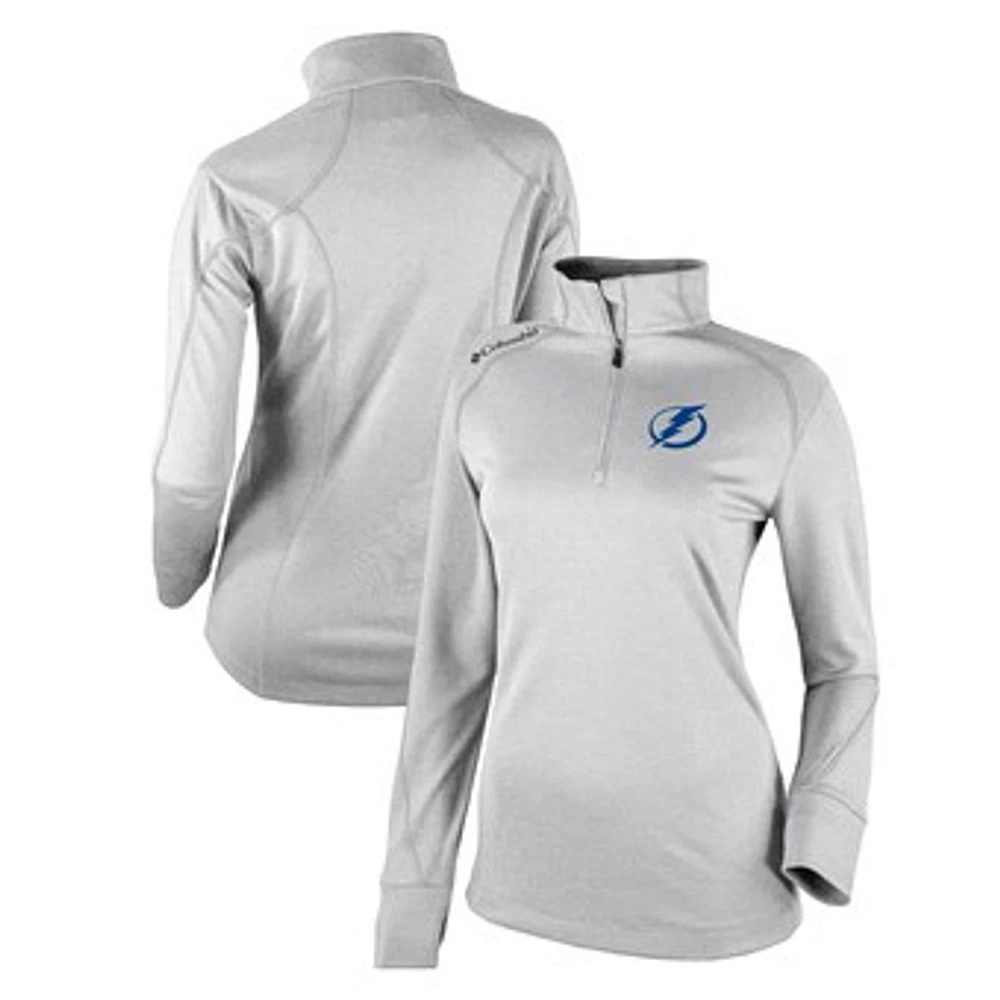 Women's Columbia White Tampa Bay Lightning Omni-Wick Shotgun 2.0 Quarter-Zip Pullover Top