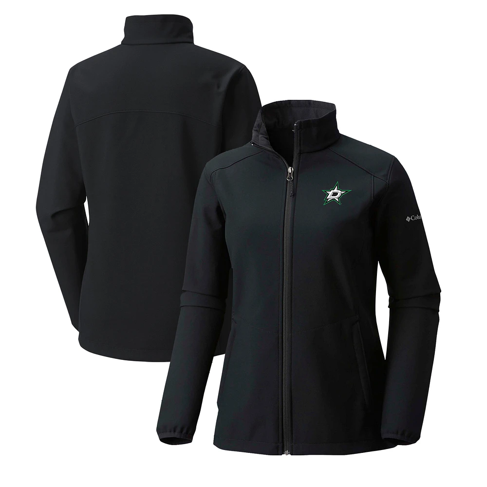 Women's Columbia Black Dallas Stars Kruser Ridge II Softshell Full-Zip Jacket