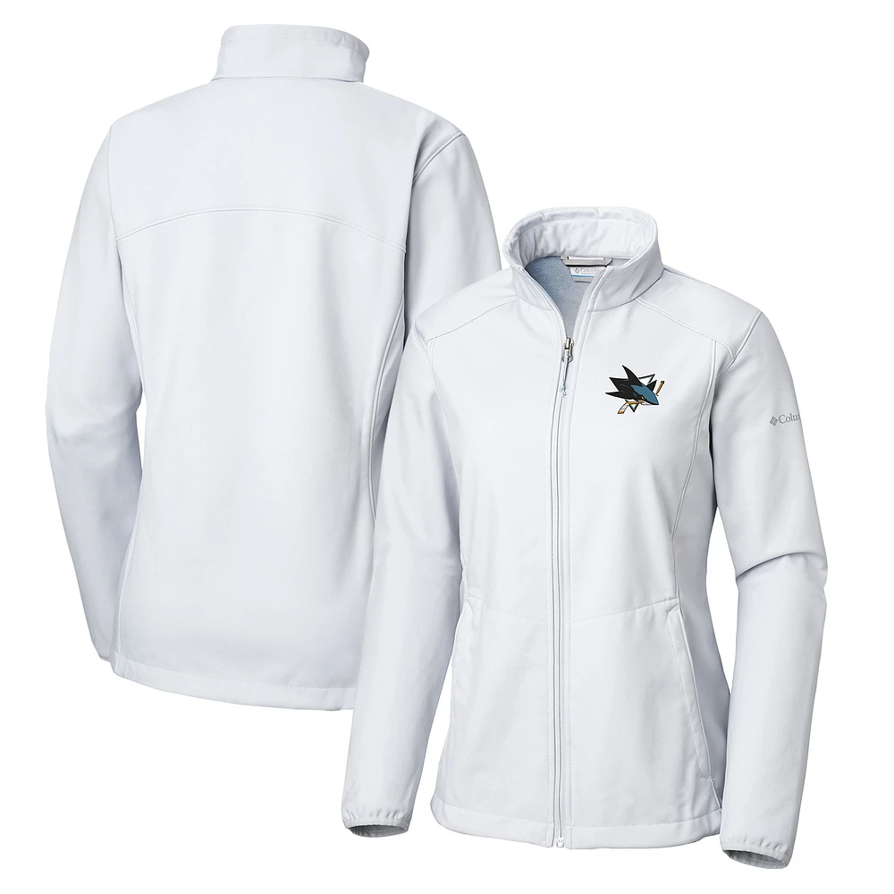 Women's Columbia White San Jose Sharks Kruser Ridge II Softshell Full-Zip Jacket