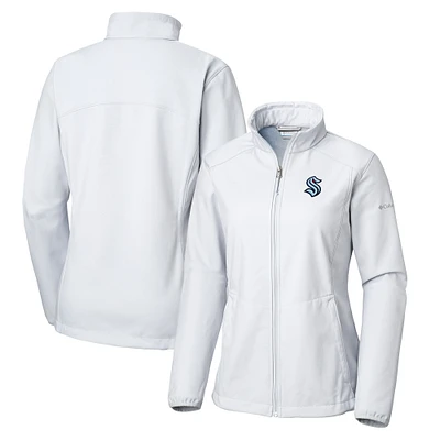 Women's Columbia White Seattle Kraken Kruser Ridge II Softshell Full-Zip Jacket
