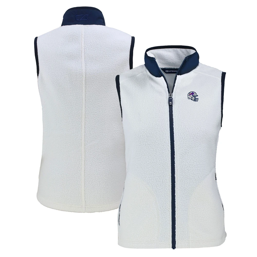 Women's Cutter & Buck Oatmeal Buffalo Bills Helmet Logo Cascade Eco Sherpa Fleece Full-Zip Vest