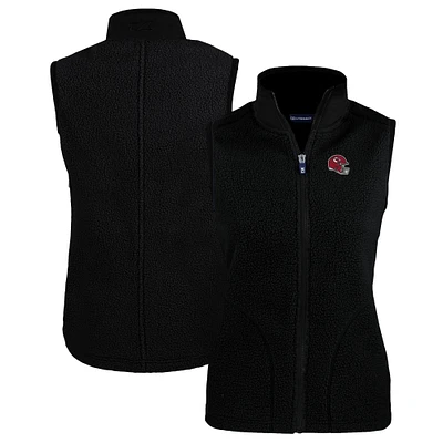 Women's Cutter & Buck Black Kansas City Chiefs Helmet Logo Cascade Eco Sherpa Fleece Full-Zip Vest