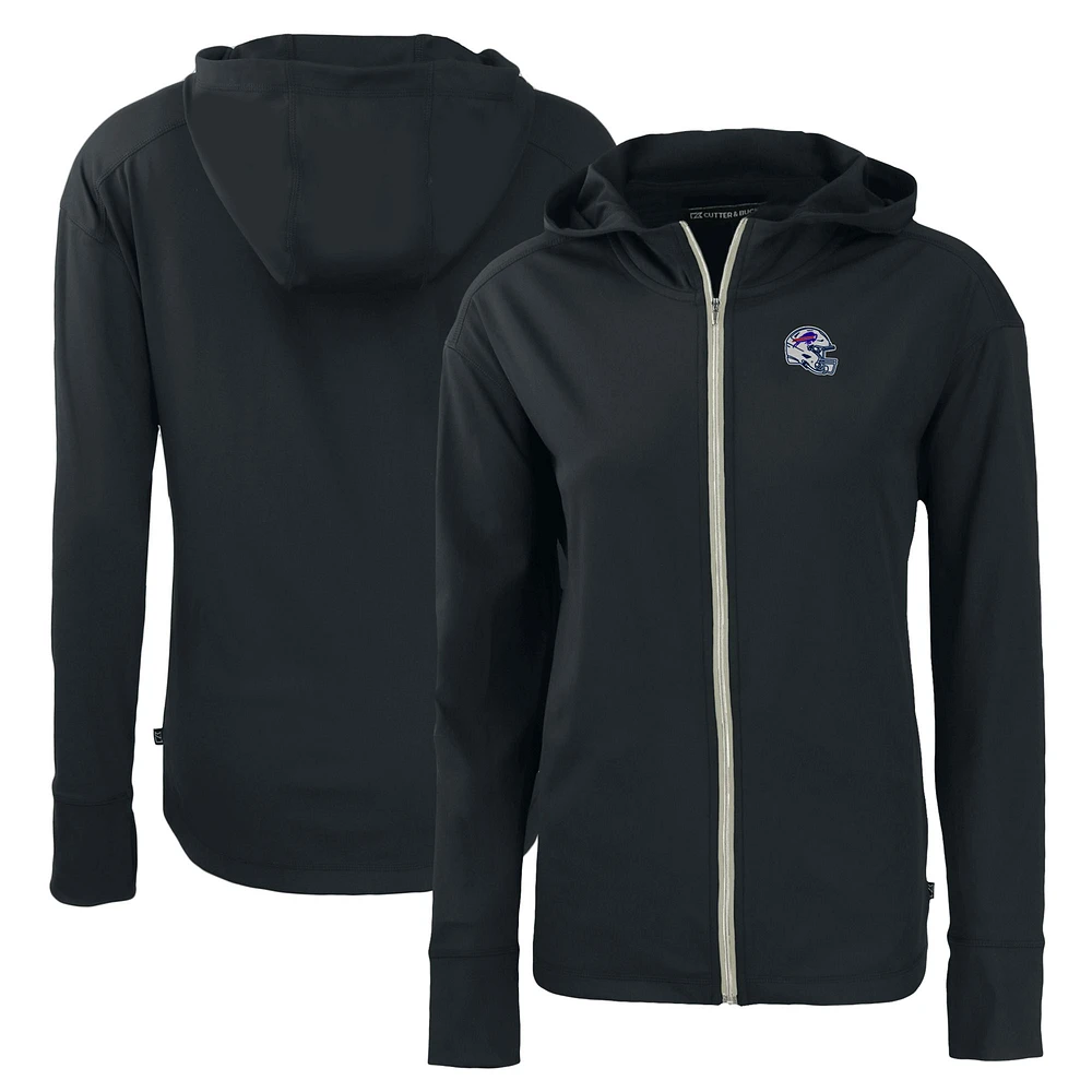 Women's Cutter & Buck Black Buffalo Bills Helmet Daybreak Eco Recycled Full-Zip Hoodie