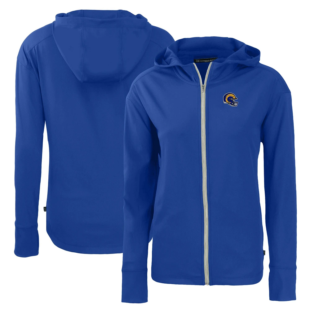 Women's Cutter & Buck Royal Los Angeles Rams Helmet Daybreak Eco Recycled Full-Zip Hoodie