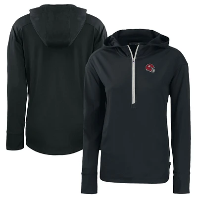 Women's Cutter & Buck Black Kansas City Chiefs Helmet Daybreak Eco Recycled Half-Zip Hoodie