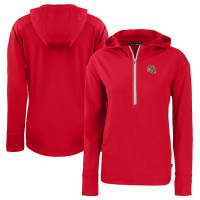 Women's Cutter & Buck Scarlet San Francisco 49ers Helmet Daybreak Eco Recycled Half-Zip Hoodie