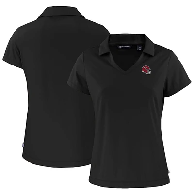 Women's Cutter & Buck Black Kansas City Chiefs Helmet Daybreak Eco Recycled V-Neck Polo