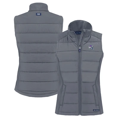 Women's Cutter & Buck Gray Buffalo Bills Helmet Evoke Hybrid Eco Softshell Recycled Full-Zip Vest