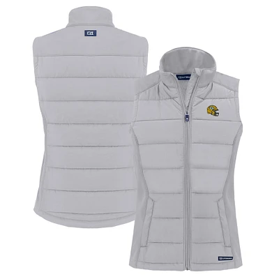Women's Cutter & Buck Green Bay Packers Helmet Evoke Hybrid Eco Softshell Recycled Full-Zip Vest