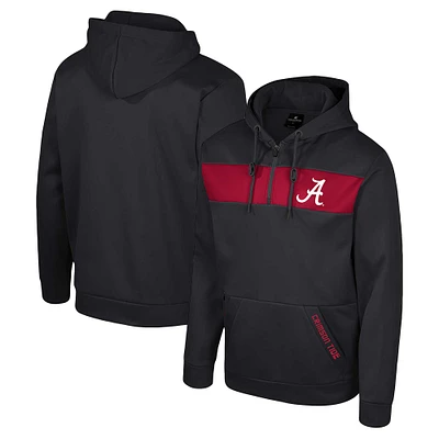 Men's Colosseum Black Alabama Crimson Tide Quarter-Zip Hoodie