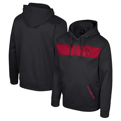 Men's Colosseum Black Arkansas Razorbacks Quarter-Zip Hoodie