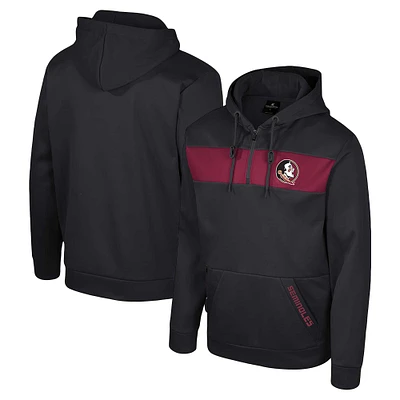 Men's Colosseum Black Florida State Seminoles Quarter-Zip Hoodie