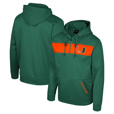 Men's Colosseum Green Miami Hurricanes Quarter-Zip Hoodie