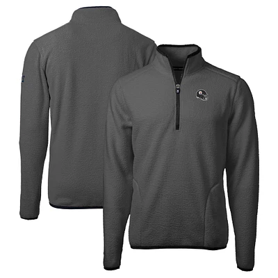 Men's Cutter & Buck Gray/Black Pittsburgh Steelers Helmet Cascade Eco Sherpa Fleece Quarter-Zip Pullover Jacket