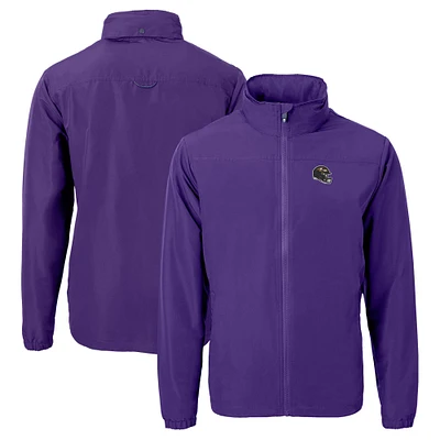 Men's Cutter & Buck Purple Baltimore Ravens Helmet Charter Eco Recycled Full-Zip Jacket