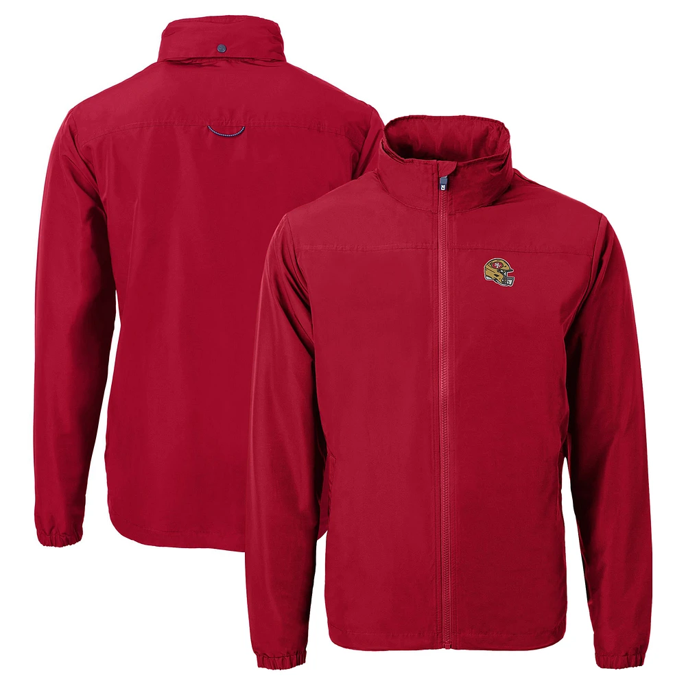 Men's Cutter & Buck Scarlet San Francisco 49ers Helmet Charter Eco Recycled Full-Zip Jacket