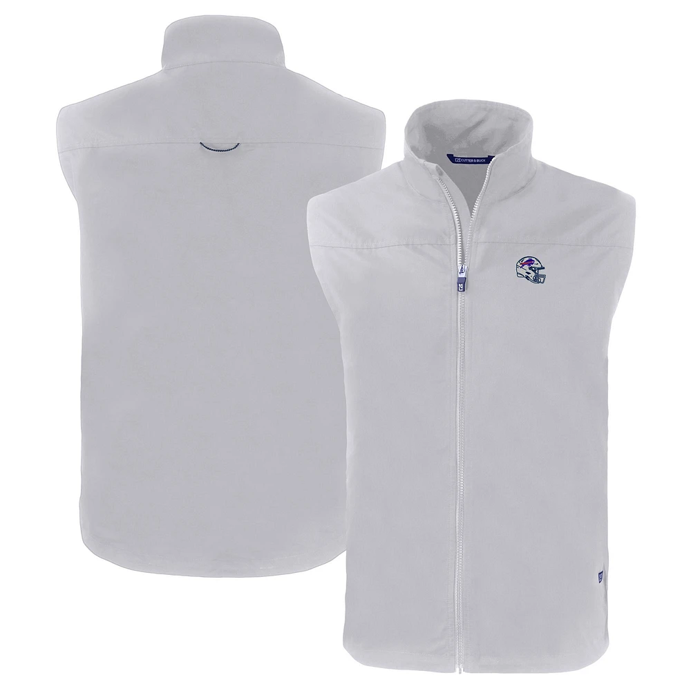 Men's Cutter & Buck Gray Buffalo Bills Helmet Charter Eco Recycled Full-Zip Vest