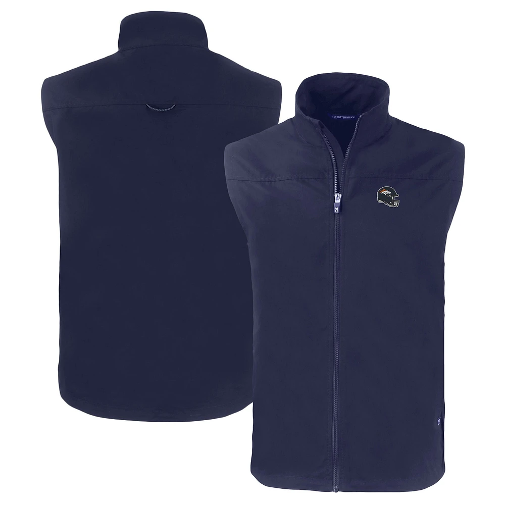 Men's Cutter & Buck Navy Denver Broncos Helmet Charter Eco Recycled Full-Zip Vest