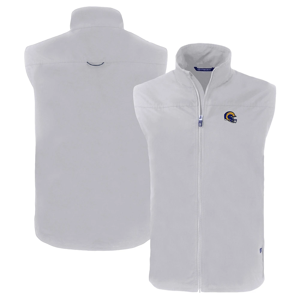 Men's Cutter & Buck Gray Los Angeles Rams Helmet Charter Eco Recycled Full-Zip Vest