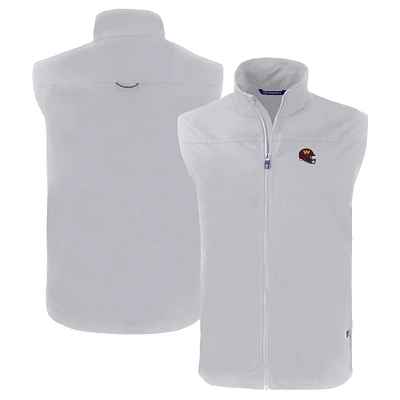 Men's Cutter & Buck Gray Washington Commanders Helmet Charter Eco Recycled Full-Zip Vest