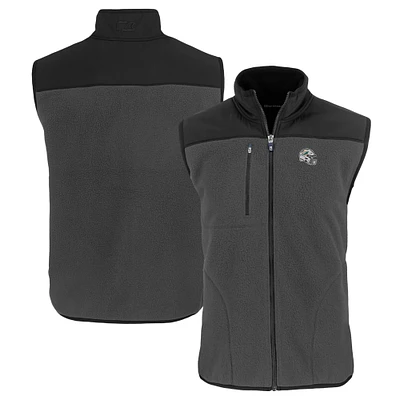 Men's Cutter & Buck Gray Miami Dolphins Helmet Cascade Eco Sherpa Fleece Full-Zip Vest