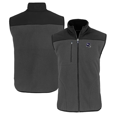 Men's Cutter & Buck Gray Minnesota Vikings Helmet Cascade Eco Sherpa Fleece Full-Zip Vest