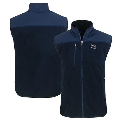 Men's Cutter & Buck Navy Seattle Seahawks Helmet Cascade Eco Sherpa Fleece Full-Zip Vest