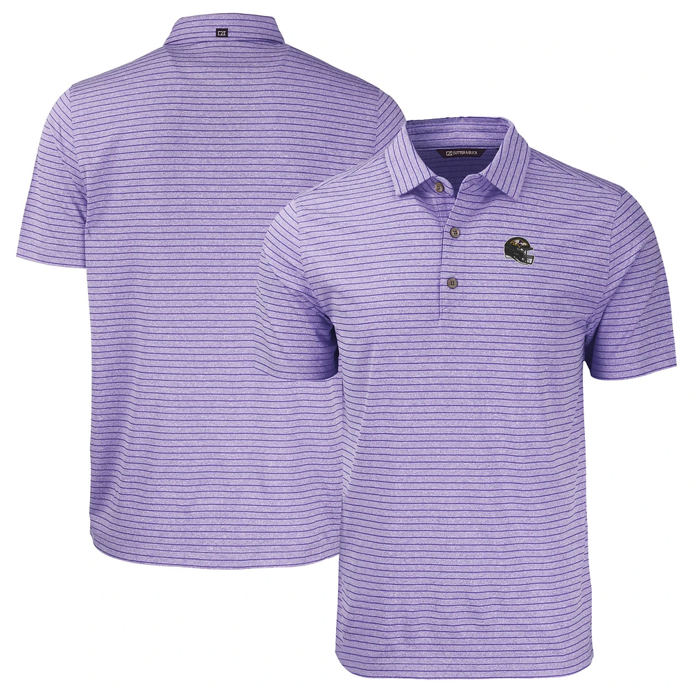 Men's Cutter & Buck Heather Purple Baltimore Ravens Helmet Forge Eco Stripe Stretch Recycled Polo
