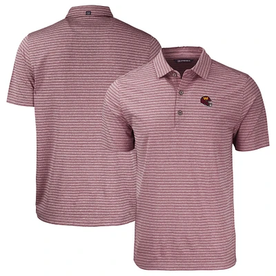 Men's Cutter & Buck Burgundy Washington Commanders Helmet Forge Eco Heather Stripe Stretch Recycled Polo