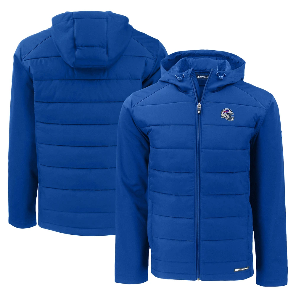 Men's Cutter & Buck Royal Buffalo Bills Helmet Evoke Hybrid Eco Softshell Recycled Full-Zip Hoodie Jacket