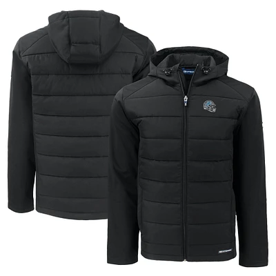 Men's Cutter & Buck Detroit Lions Helmet Evoke Hybrid Eco Softshell Recycled Full-Zip Hoodie Jacket