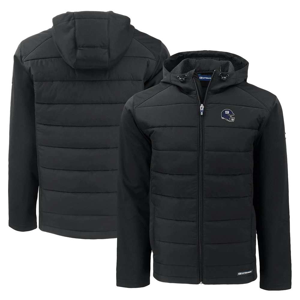 Men's Cutter & Buck New York Giants Helmet Evoke Hybrid Eco Softshell Recycled Full-Zip Hoodie Jacket