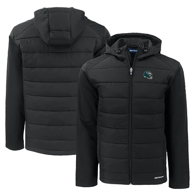 Men's Cutter & Buck Philadelphia Eagles Helmet Evoke Hybrid Eco Softshell Recycled Full-Zip Hoodie Jacket
