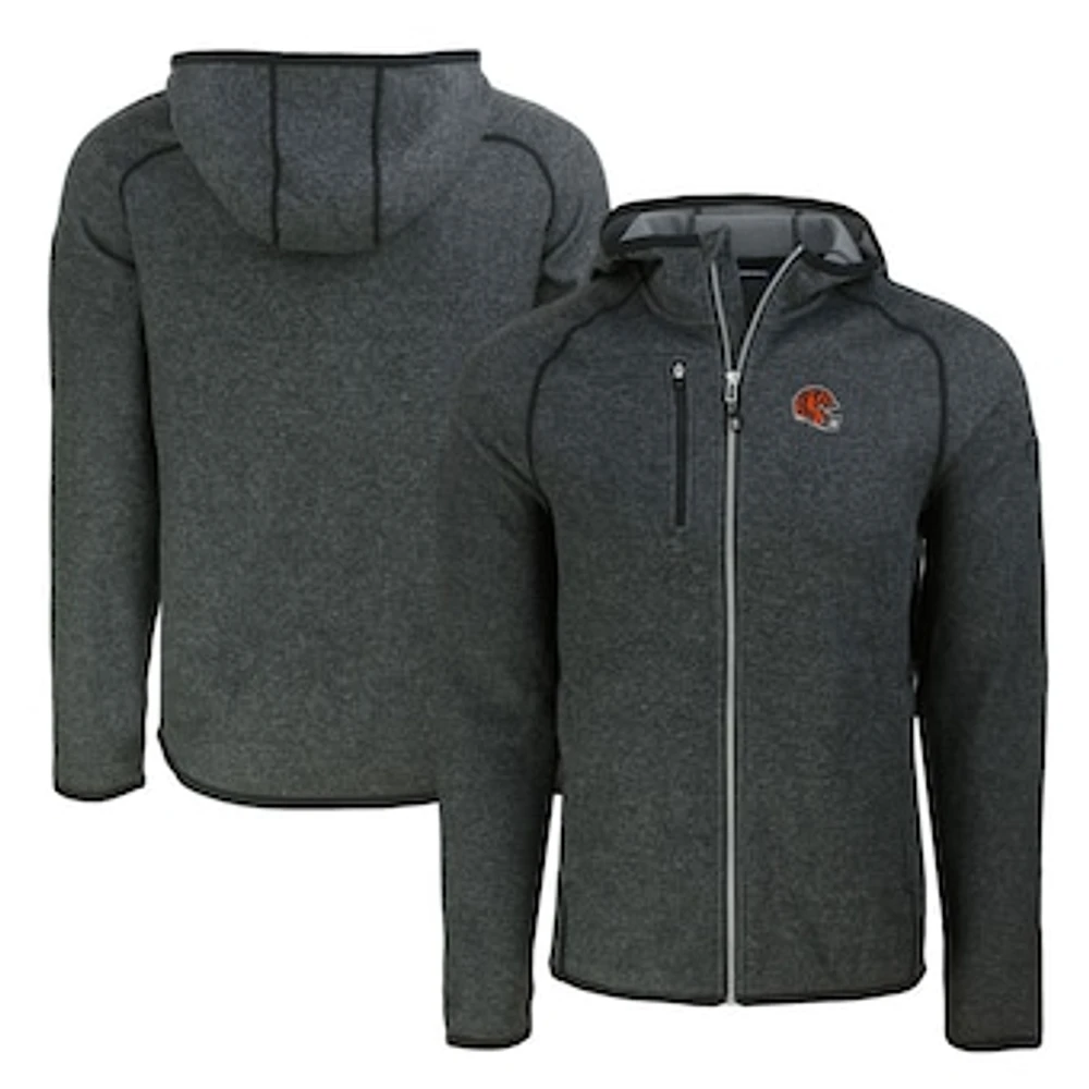 Men's Cutter & Buck Heather Charcoal Cincinnati Bengals Helmet Mainsail Sweater-Knit Full-Zip Hoodie
