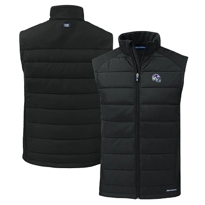 Men's Cutter & Buck Black Buffalo Bills Helmet Evoke Hybrid Eco Softshell Recycled Full-Zip Vest