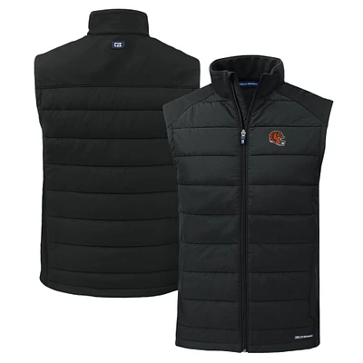 Men's Cutter & Buck Cincinnati Bengals Helmet Evoke Hybrid Eco Softshell Recycled Full-Zip Vest