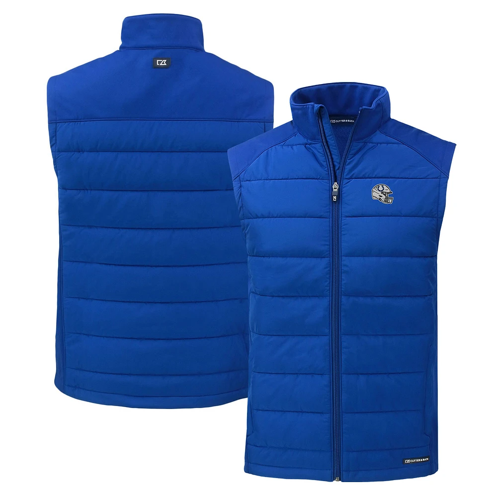 Men's Cutter & Buck Blue Indianapolis Colts Helmet Evoke Hybrid Eco Softshell Recycled Full-Zip Vest