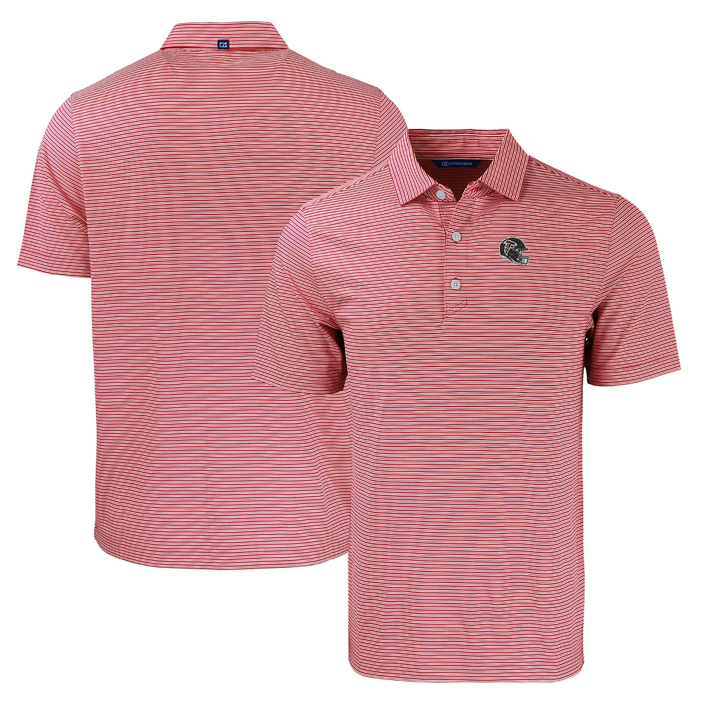 Men's Cutter & Buck Red/White Atlanta Falcons Helmet Forge Eco Double Stripe Stretch Recycled Polo